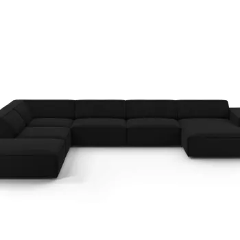 Coltar panoramic dreapta 7 locuri, Jodie, Micadoni Home, BL, 364x262x70 cm, catifea, negru imagine