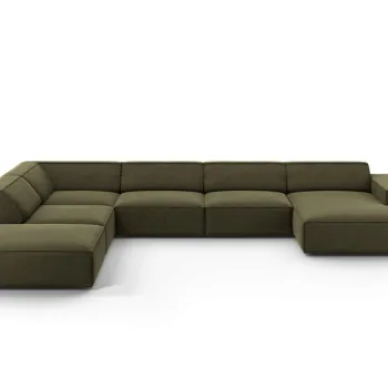 Coltar panoramic dreapta 7 locuri, Jodie, Micadoni Home, BL, 364x262x70 cm, catifea, verde imagine