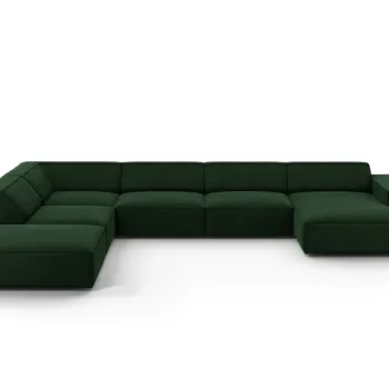 Coltar panoramic dreapta 7 locuri, Jodie, Micadoni Home, BL, 364x262x70 cm, catifea, verde bottle imagine