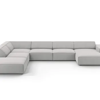 Coltar panoramic dreapta 7 locuri, Jodie, Micadoni Home, BL, 364x262x70 cm, poliester, gri deschis imagine