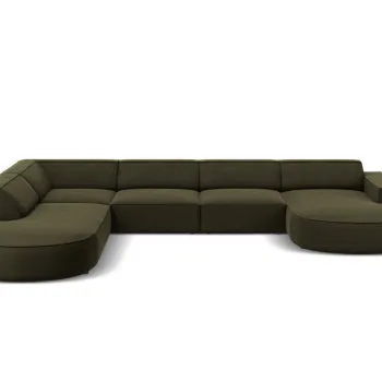 Coltar panoramic dreapta 7 locuri, Jodie, Micadoni Home, BL, forma rotunjita, 364x262x70 cm, catifea, verde imagine