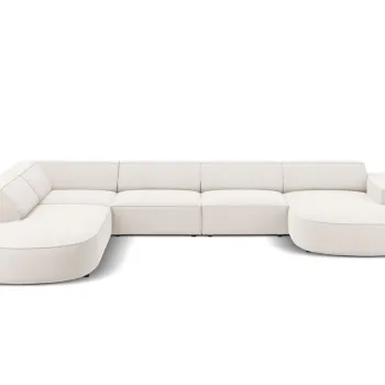 Coltar panoramic dreapta 7 locuri, Jodie, Micadoni Home, BL, forma rotunjita, 364x262x70 cm, poliester, bej deschis imagine