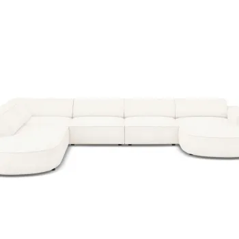 Coltar panoramic dreapta 7 locuri, Jodie, Micadoni Home, BL, forma rotunjita, 364x262x70 cm, poliester Boucle, bej imagine