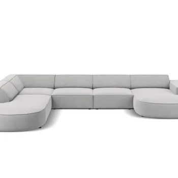 Coltar panoramic dreapta 7 locuri, Jodie, Micadoni Home, BL, forma rotunjita, 364x262x70 cm, poliester, gri deschis imagine