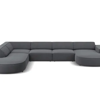 Coltar panoramic dreapta 7 locuri, Jodie, Micadoni Home, BL, forma rotunjita, 364x262x70 cm, poliester, gri inchis imagine