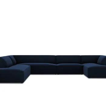 Coltar panoramic dreapta 7 locuri, Ruby, Micadoni Home, BL, 366x273x69 cm, catifea, albastru regal imagine