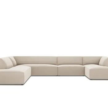 Coltar panoramic dreapta 7 locuri, Ruby, Micadoni Home, BL, 366x273x69 cm, catifea, bej imagine