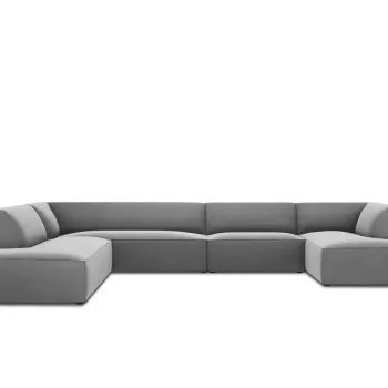 Coltar panoramic dreapta 7 locuri, Ruby, Micadoni Home, BL, 366x273x69 cm, catifea, gri imagine