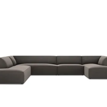 Coltar panoramic dreapta 7 locuri, Ruby, Micadoni Home, BL, 366x273x69 cm, catifea, gri inchis imagine