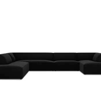 Coltar panoramic dreapta 7 locuri, Ruby, Micadoni Home, BL, 366x273x69 cm, catifea, negru imagine