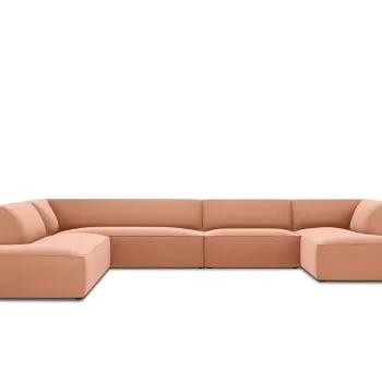 Coltar panoramic dreapta 7 locuri, Ruby, Micadoni Home, BL, 366x273x69 cm, catifea, roz imagine