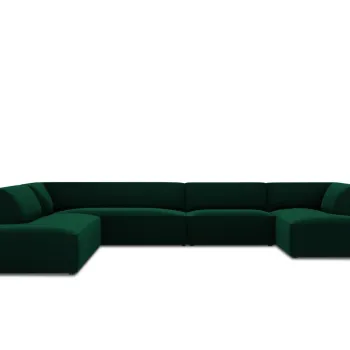 Coltar panoramic dreapta 7 locuri, Ruby, Micadoni Home, BL, 366x273x69 cm, catifea, verde bottle imagine