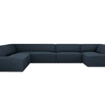 Coltar panoramic dreapta 7 locuri, Ruby, Micadoni Home, BL, 366x273x69 cm, poliester, albastru navy imagine