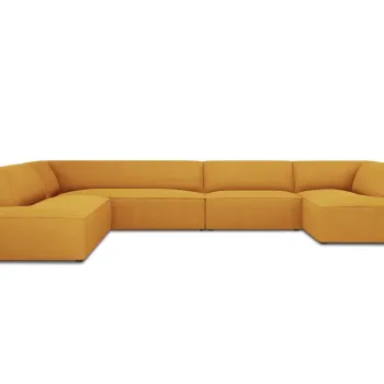 Coltar panoramic dreapta 7 locuri, Ruby, Micadoni Home, BL, 366x273x69 cm, poliester, galben imagine