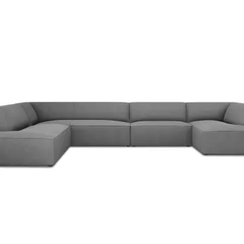 Coltar panoramic dreapta 7 locuri, Ruby, Micadoni Home, BL, 366x273x69 cm, poliester, gri imagine