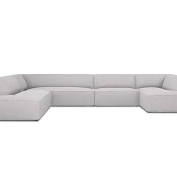 Coltar panoramic dreapta 7 locuri, Ruby, Micadoni Home, BL, 366x273x69 cm, poliester, gri deschis imagine