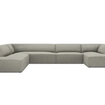 Coltar panoramic dreapta 7 locuri, Ruby, Micadoni Home, BL, 366x273x69 cm, velur, gri deschis imagine