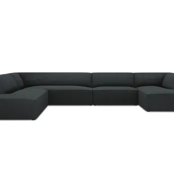Coltar panoramic dreapta 7 locuri, Ruby, Micadoni Home, BL, 366x273x69 cm, velur, negru imagine
