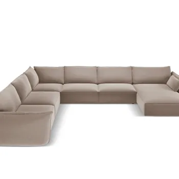 Coltar panoramic dreapta 8 locuri, Kaelle, Micadoni Home, BL, 384x284x85 cm, catifea, cappuccino imagine