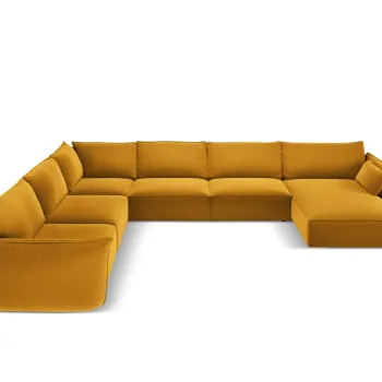 Coltar panoramic dreapta 8 locuri, Kaelle, Micadoni Home, BL, 384x284x85 cm, catifea, galben imagine