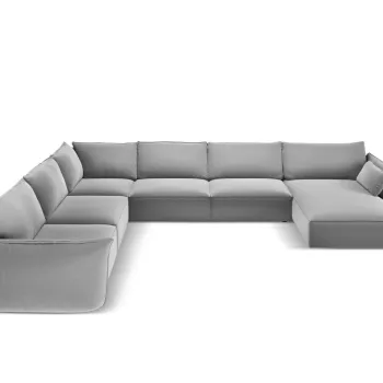 Coltar panoramic dreapta 8 locuri, Kaelle, Micadoni Home, BL, 384x284x85 cm, catifea, gri imagine