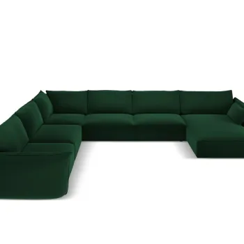 Coltar panoramic dreapta 8 locuri, Kaelle, Micadoni Home, BL, 384x284x85 cm, catifea, verde bottle imagine