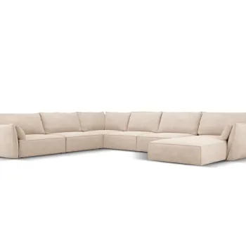 Coltar panoramic dreapta 8 locuri, Kaelle, Micadoni Home, BL, 384x284x85 cm, poliester chenille, bej imagine