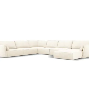 Coltar panoramic dreapta 8 locuri, Kaelle, Micadoni Home, BL, 384x284x85 cm, poliester chenille, bej deschis imagine