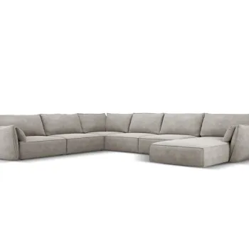 Coltar panoramic dreapta 8 locuri, Kaelle, Micadoni Home, BL, 384x284x85 cm, poliester chenille, gri deschis imagine