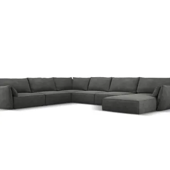 Coltar panoramic dreapta 8 locuri, Kaelle, Micadoni Home, BL, 384x284x85 cm, poliester chenille, gri inchis imagine