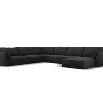 Coltar panoramic dreapta 8 locuri, Kaelle, Micadoni Home, BL, 384x284x85 cm, poliester chenille, negru imagine