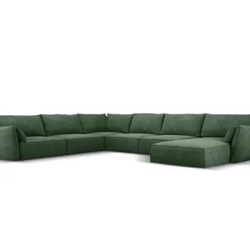 Coltar panoramic dreapta 8 locuri, Kaelle, Micadoni Home, BL, 384x284x85 cm, poliester chenille, verde bottle imagine