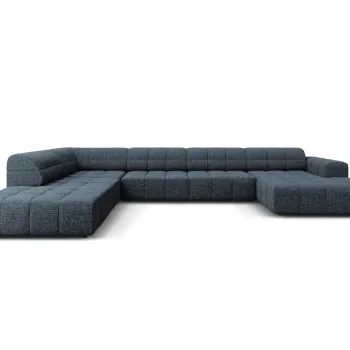 Coltar panoramic drepta 7 locuri, Jennifer-140, Micadoni Home, 364x262x70 cm, tesatura chenille din poliester, albastru regal imagine