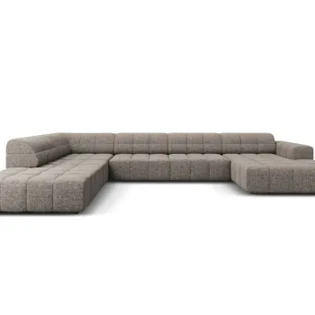 Coltar panoramic drepta 7 locuri, Jennifer-140, Micadoni Home, 364x262x70 cm, tesatura chenille din poliester, gri imagine