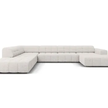 Coltar panoramic drepta 7 locuri, Jennifer-140, Micadoni Home, 364x262x70 cm, tesatura chenille din poliester, gri deschis imagine