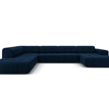 Coltar panoramic drepta 7 locuri, Jennifer-51, Micadoni Home, 364x262x70 cm, catifea, albastru regal imagine