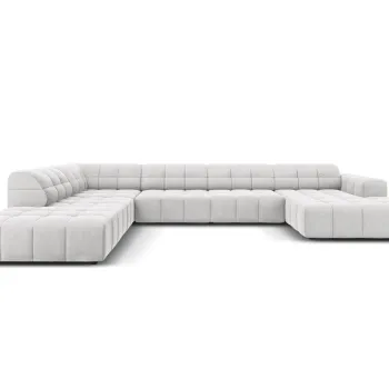 Coltar panoramic drepta 7 locuri, Jennifer-51, Micadoni Home, 364x262x70 cm, catifea, argintiu imagine