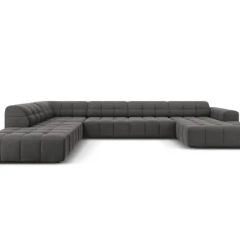 Coltar panoramic drepta 7 locuri, Jennifer-51, Micadoni Home, 364x262x70 cm, catifea, gri imagine