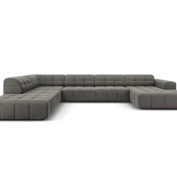 Coltar panoramic drepta 7 locuri, Jennifer-51, Micadoni Home, 364x262x70 cm, catifea, gri deschis imagine