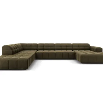 Coltar panoramic drepta 7 locuri, Jennifer-51, Micadoni Home, 364x262x70 cm, catifea, verde imagine