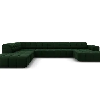 Coltar panoramic drepta 7 locuri, Jennifer-51, Micadoni Home, 364x262x70 cm, catifea, verde bottle imagine