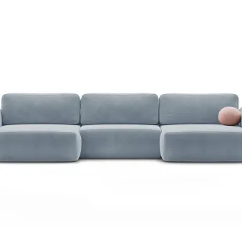 Coltar panoramic extensibil 5 locuri, Tonale, Cosmopolitan Design, 362x149x88 cm, catifea, albastru gri imagine