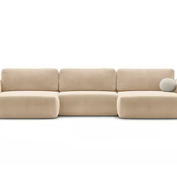 Coltar panoramic extensibil 5 locuri, Tonale, Cosmopolitan Design, 362x149x88 cm, catifea, bej migdala imagine