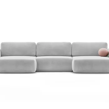 Coltar panoramic extensibil 5 locuri, Tonale, Cosmopolitan Design, 362x149x88 cm, catifea, gri imagine