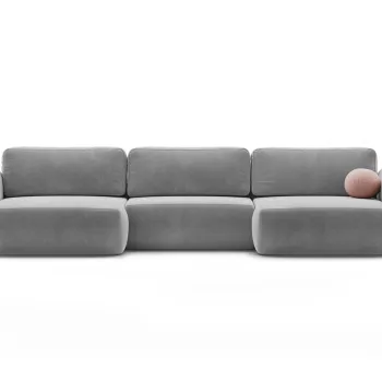 Coltar panoramic extensibil 5 locuri, Tonale, Cosmopolitan Design, 362x149x88 cm, catifea, gri inchis imagine