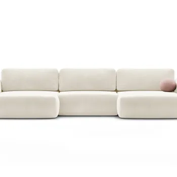 Coltar panoramic extensibil 5 locuri, Tonale, Cosmopolitan Design, 362x149x88 cm, catifea, ivoriu imagine