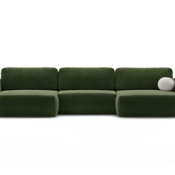 Coltar panoramic extensibil 5 locuri, Tonale, Cosmopolitan Design, 362x149x88 cm, catifea, verde army imagine