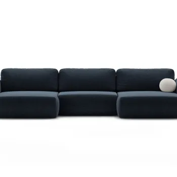 Coltar panoramic extensibil 5 locuri, Tonale, Cosmopolitan Design, 362x149x88 cm, tesatura chenille, albastru navy imagine