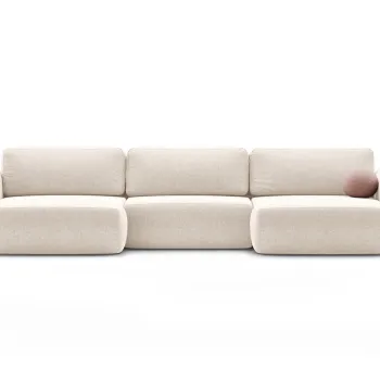 Coltar panoramic extensibil 5 locuri, Tonale, Cosmopolitan Design, 362x149x88 cm, tesatura chenille, bej deschis imagine