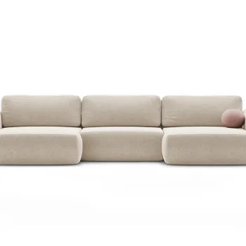 Coltar panoramic extensibil 5 locuri, Tonale, Cosmopolitan Design, 362x149x88 cm, tesatura chenille, bej inchis imagine